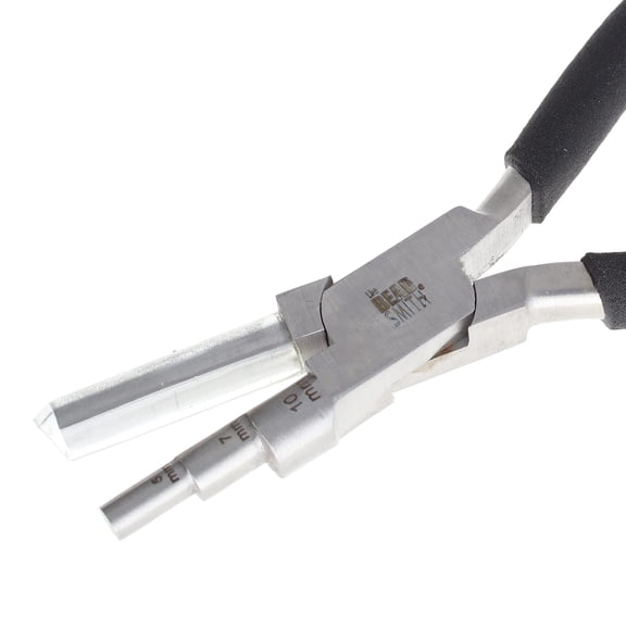 The Beadsmith Little Wrapper Pliers Multi-Step Wrapping Tool 5, 7 & 10mm barrels - 6 Inches Long, 1.25 Stainless Steel Jaws, Cushioned Grips Use to Shape Rings
