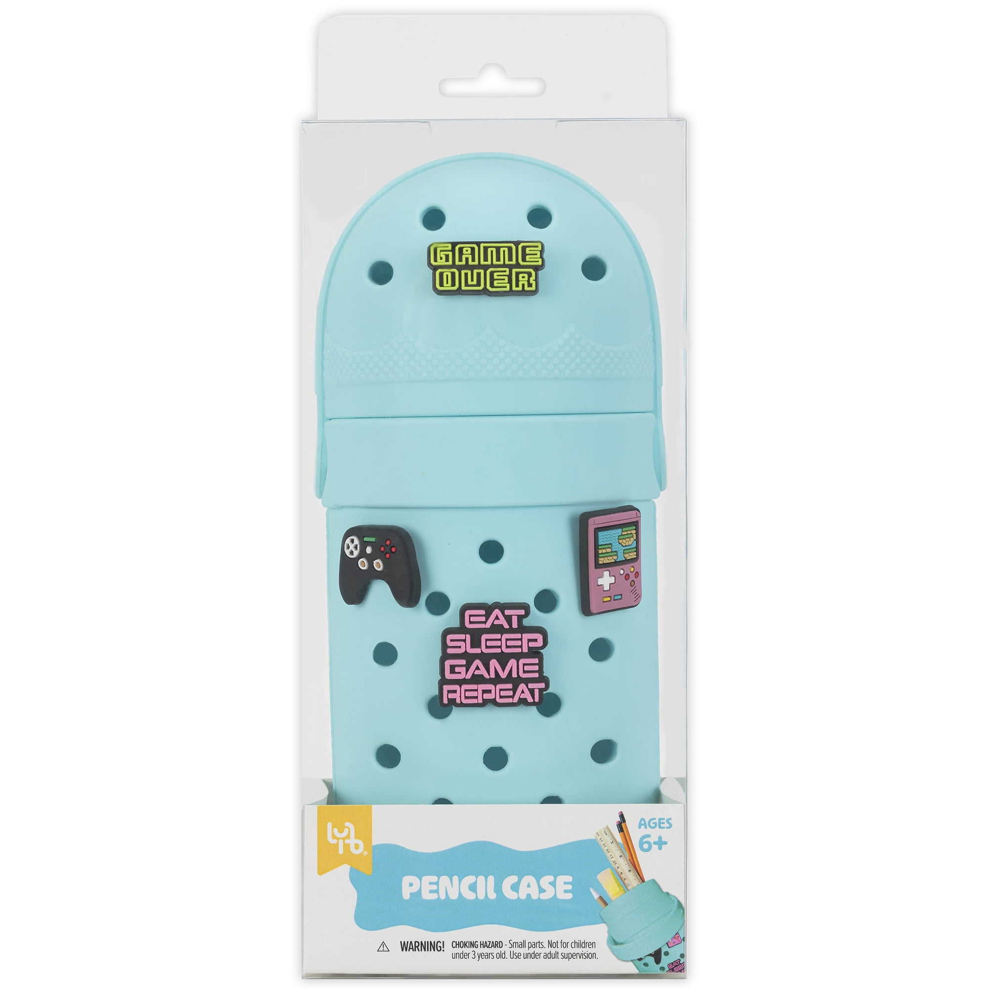 Little Yellow Bicycle: Charm Pencil Case - Gaming - Teal, 4 Video Game Decoration Charms, Flexible Silicone, Stylish School Supplies & Utensil Storage