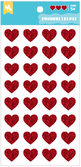 Little Yellow Bicycle® Stickers Sheet - Holographic Red Hearts