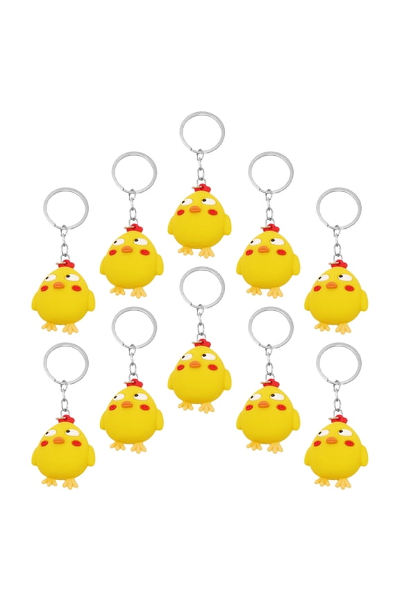 Little Yellow Chicken Keychain 10 Pcs Backpack Charm Decorative Keyring Keychains Craft Stainless Steel