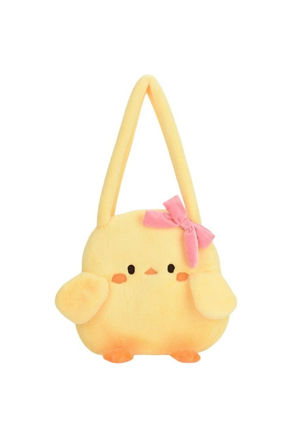 Little Yellow Chicken Shoulder Bag Cartoon Animal Crossbody Bag Cute Plush Handbag Large Capacity Casual Bag Coin Purse for Girl