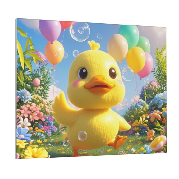 Little Yellow Duck Abstract Wall Art Canvas Paintings Poppies Home Decor 16 X 20 Walking Duck For Living Room Bedroom Kitchen Office