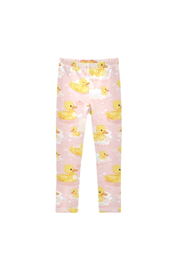 Little Yellow Duck Cloud Printed Leggings Yoga Pants for in 4t to 10t