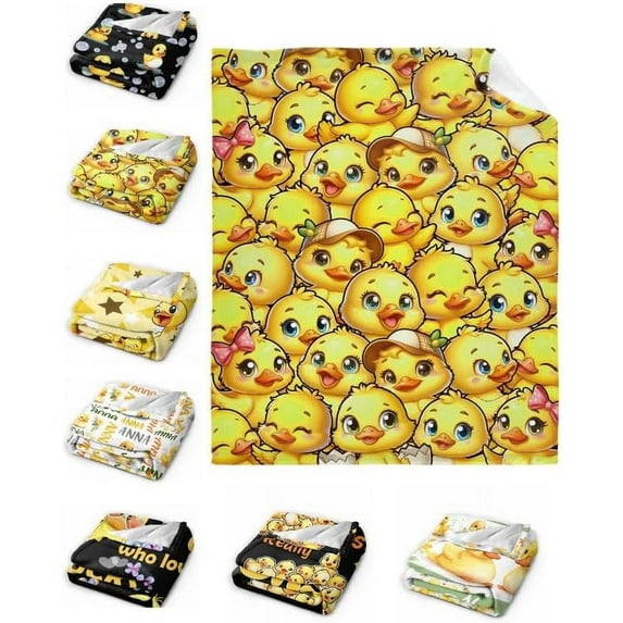 Little Yellow Ducks Adult duck Blanket Kids Funny Blanket Suitable for Bedroom Living Room bed sofa Crib Couch Chair outdoor All Season Items That Yellow Duck Lovers Will Love 80"x60"for Adult