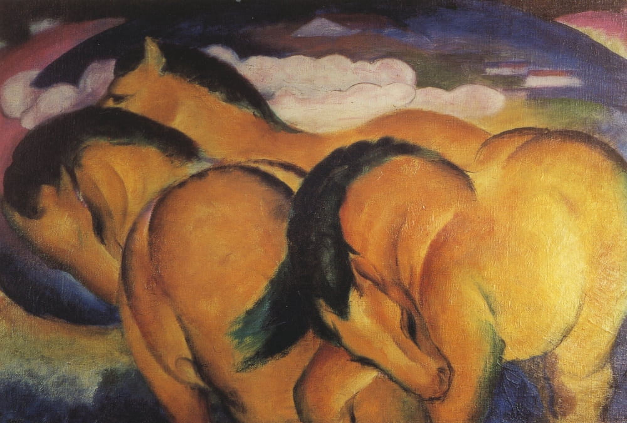 Little Yellow Horses 1912 Canvas Art - Franz Marc (24 x 36)