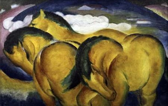 Little Yellow Horses Canvas Art - Franz Marc (24 x 36)