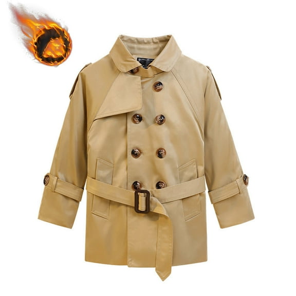 Little and Big Boys Single Breasted Trench Coat Dress Outerwear Khaki 7-8 Years