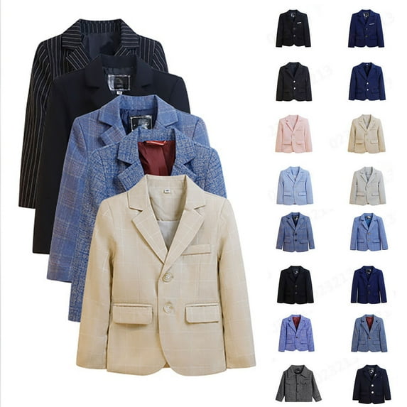 Little and Big Boys Suit Jacket Casual Long Sleeve Button Formal Dress Jackets Winter Boys' Sport Coats & Blazers Christmas, 12-18 Months