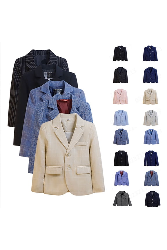 Little and Big Boys Suit Jacket Casual Long Sleeve Button Formal Dress Jackets Winter Boys' Sport Coats & Blazers Christmas, 4-5 Years
