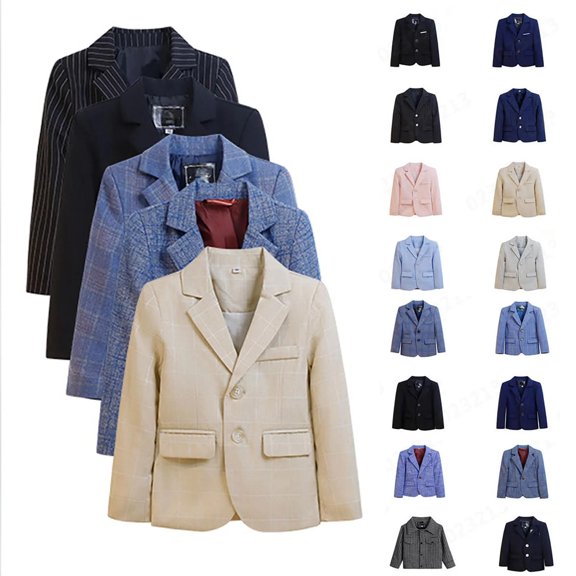 Little and Big Boys Suit Jacket Casual Long Sleeve Button Formal Dress Jackets Winter Boys' Sport Coats & Blazers Christmas