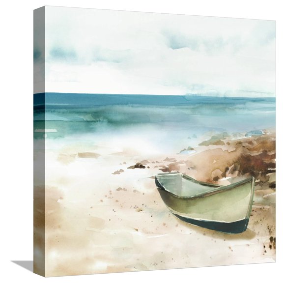 Art.com Little boat on the Shore II Stretched Canvas Print Wall Art by Isabelle Z, 16" x 16"