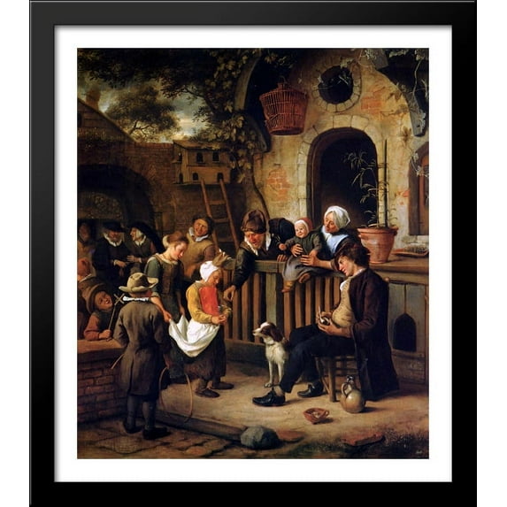Little collector 28x32 Large Black Wood Framed Print Art by Jan Steen