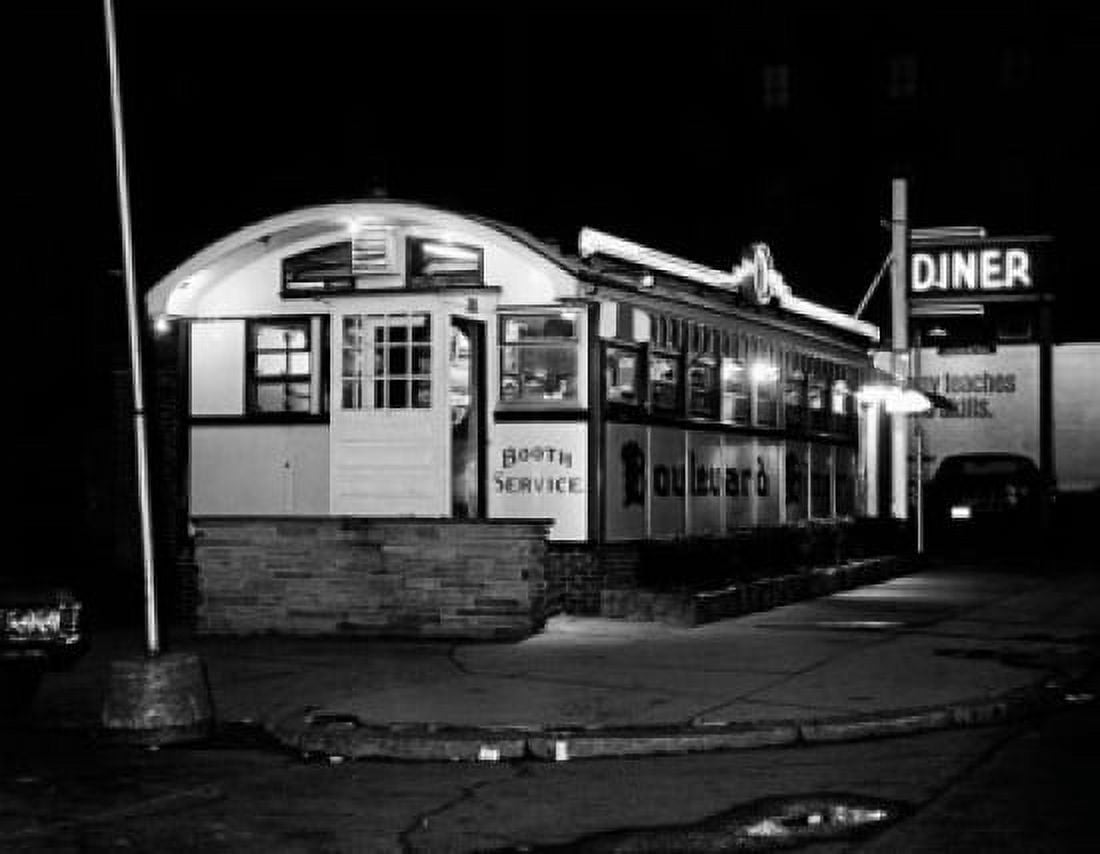 Little diner on street corner Canvas Art - (24 x 36)