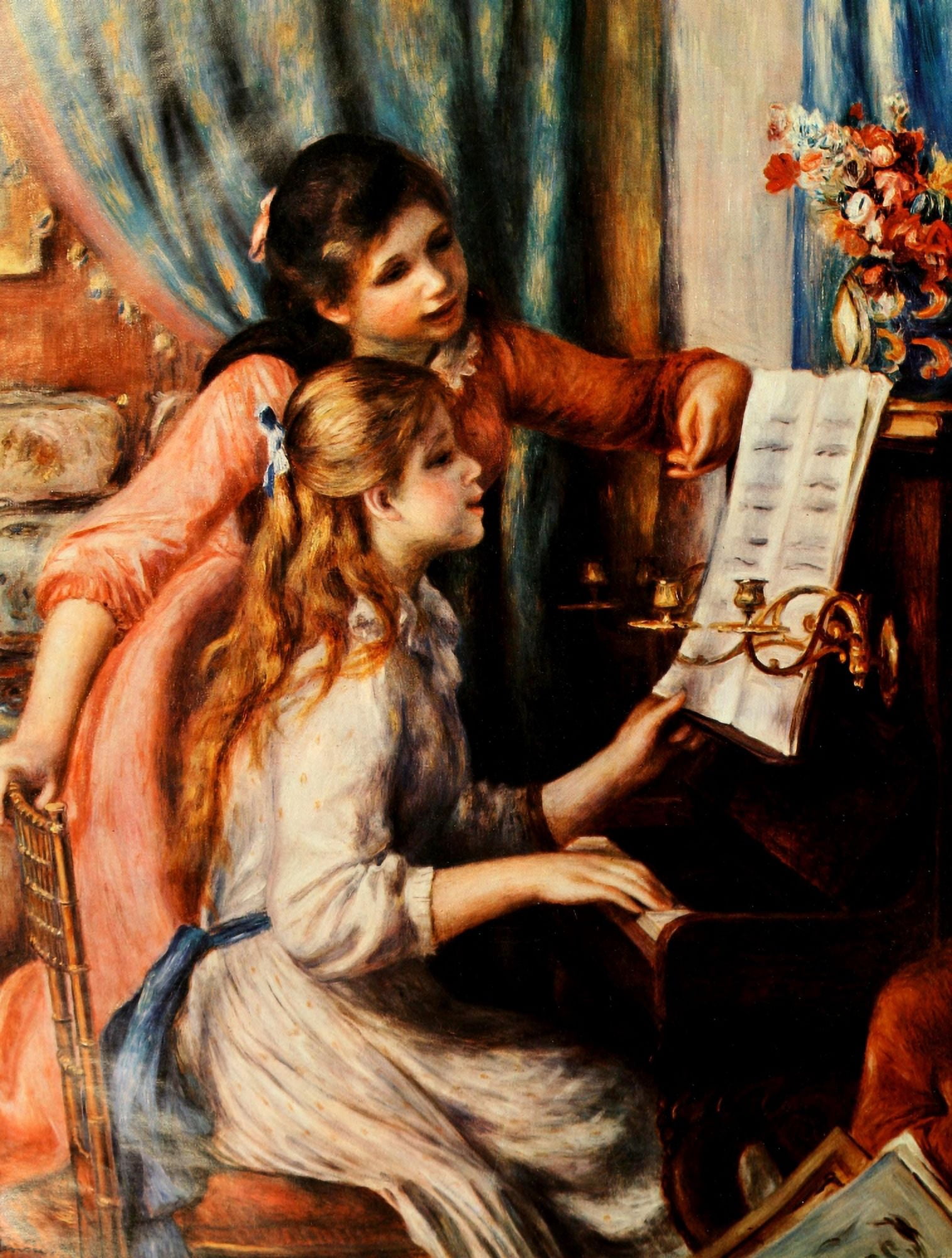 Little girl at the piano Canvas Art - Pierre-Auguste Renoir (18 x 24)