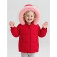 thumbnail image 1 of HILEELANG Toddler Baby Kids Winter Puffer Jacket with Detachable Hood and Faux Fur Trim – Warm Windproof Water-Resistant Coat for Boys and Girls 12M–7T, Red, 1 of 9