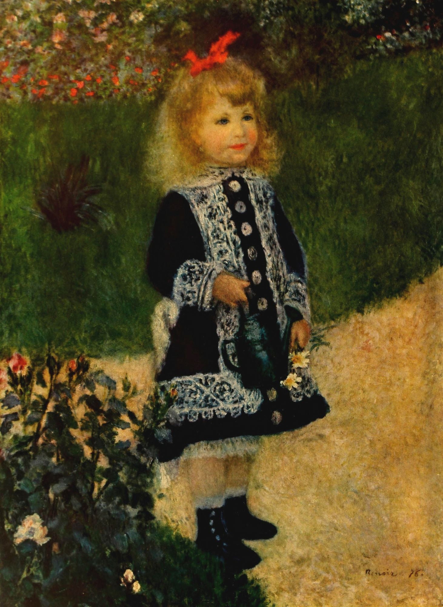 Little girl with Watering Can 1876 Canvas Art - Pierre-Auguste Renoir (24 x 36)