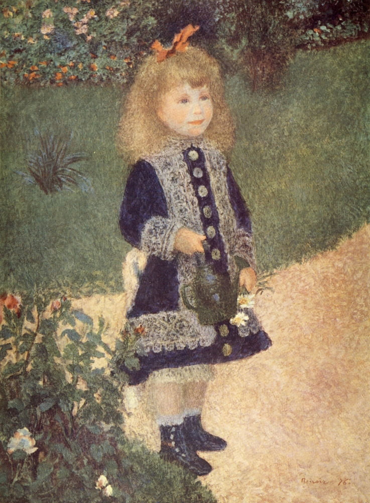 Little girl with Watering Can Canvas Art - Pierre-Auguste Renoir (24 x 36)