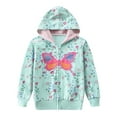 thumbnail image 1 of Little Hand Girls Toddler Hoodie Cotton 3T Blue Butterfly Pattern Fall Winter Outwear, 1 of 7