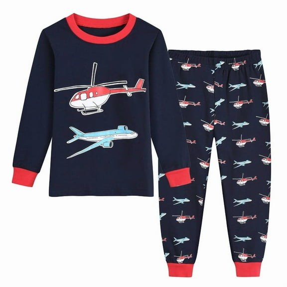 Little hand Boys Pajamas 100% Cotton Airplane Pjs Toddler 2 Piece Sleepwear Kids Clothes Set Size 2T-7T
