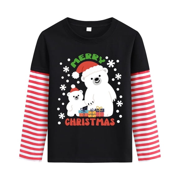Little hand Toddler Boys Girls Christmas Shirts Long Sleeve Tees Little Kids Ugly Xmas Funny Reindeer Santa Tops 2-7 Years