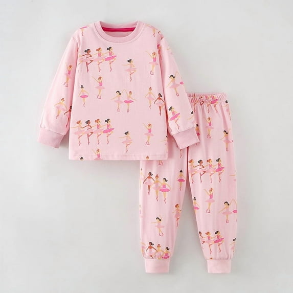 Little hand Two-Piece Pajama Set for Girls, Soft Viscose Toddler Pajamas for Kids, Family Matching PJs Size 2-7T