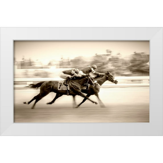 Little7 32x21 White Modern Wood Framed Museum Art Print Titled - Racing