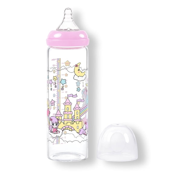 LittleForBig Adult Baby Bottle Ultra Printed Specialty Oversized Glass Feeding Fairy Littles in Dreamland Pattern