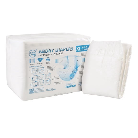 LittleForBig Adult Diaper 10 Pieces Pack - ABDry White Diapers (M)