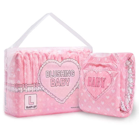 LittleForBig Adult Printed Diaper 10 Pieces Pack - Blushing Baby Diapers (L)