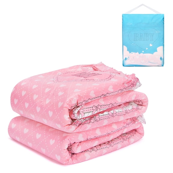 LittleForBig Adult Printed Diaper 2 Pieces - Blushing Baby Diapers (L)