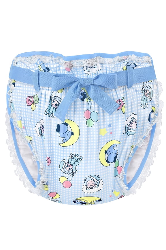 Silky Adult Ribbon Omutsu Diaper Wrap Cover Washable Adjustable Reusable Waterproof - Little Blue XL