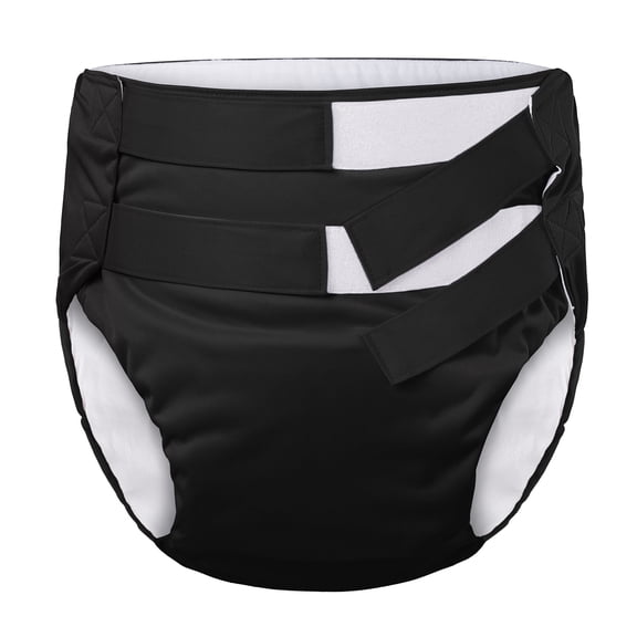 LittleForBig Soft Underwear Comfortable Washable Adjustable Reusable Waterproof Hook-and-Loop Adult Training Pants Black M