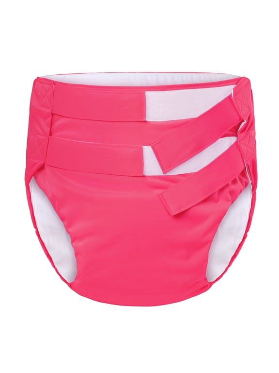 Soft Underwear Comfortable Washable Adjustable Reusable Waterproof Hook-and-Loop Adult Training Pants Hot Pink M
