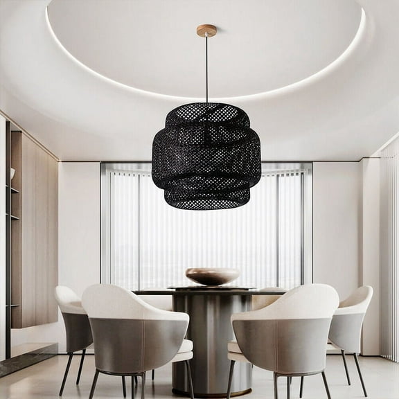 LittleGlovo Classic Kitchen Island Wicker Bamboo Pendant Lighting