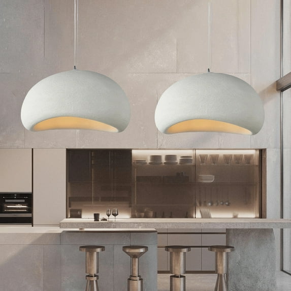 LittleGlovo Dining Room Oval Resin Pendant Lights Wabi-sabi Style Microcement Chandelier