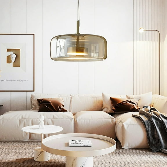 LittleGlovo Elegant vintage glass chandelier with a golden lamp base, a perfect ceiling-mounted decorative item for the living room