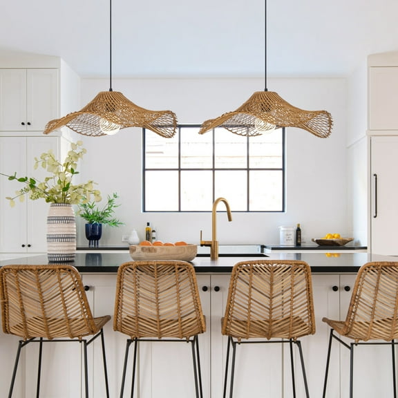 LittleGlovo Handmade Rattan Pendant Lampshade Chandelier Ceiling Light