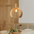 thumbnail image 1 of LittleGlovo Japanese Wooden Hanging Light Fixtures Handmade Restaurant Birdcage Chandelier, 1 of 21