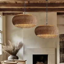 LittleGlovo Large Farmhouse Rattan Pendant Light