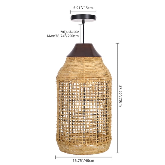 LittleGlovo Minimalist Rattan Pendant Light Wabi Sabi Style House Decor Handmade Lampshade