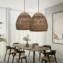 LittleGlovo Natural Seagrass Lampshade Rattan Pendant Light Handmade Lamp Fixture