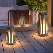 LittleGlovo Outdoor Rattan Villa Garden Lawn Light Balcony Floor Lamp