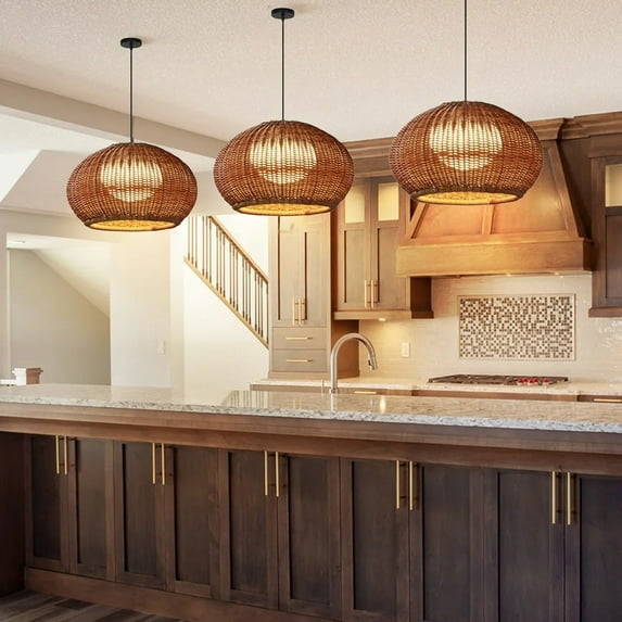 LittleGlovo Outdoor Waterproof Restaurant Hand-woven Rattan Chandelier