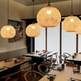 thumbnail image 1 of LittleGlovo Retro Rattan Bamboo Pendant Lights Hand Woven Spherical Stairwell Lighting, 1 of 17