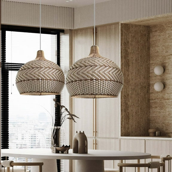 LittleGlovo Retro Wicker Rattan Bamboo Pendant Lamp