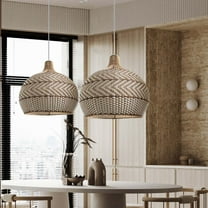 LittleGlovo Retro Wicker Rattan Bamboo Pendant Lamp