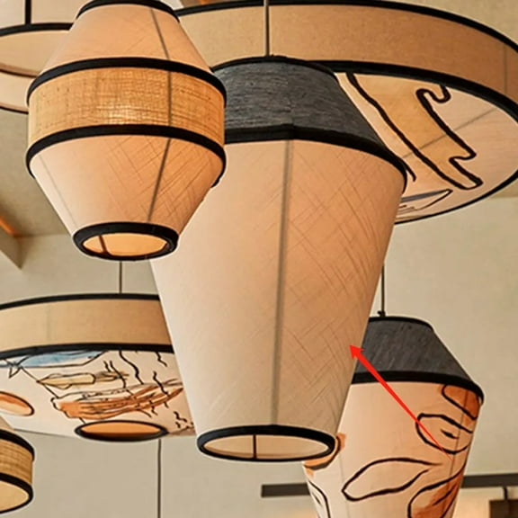 LittleGlovo Wabi Sabi Lantern Fabric Pendant Lamp for Homestay and Restaurant