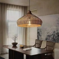 LittleGlovo Wabi-sabi Handwoven Hollow Rattan Pendant Lamp Shade For Dining Room Living Room