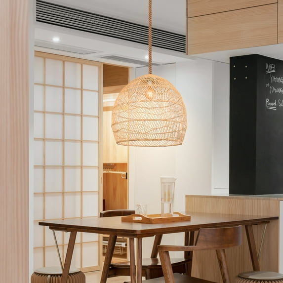 LittleGlovo Wabi-sabi style living room chandelier rattan hand-woven pendant light