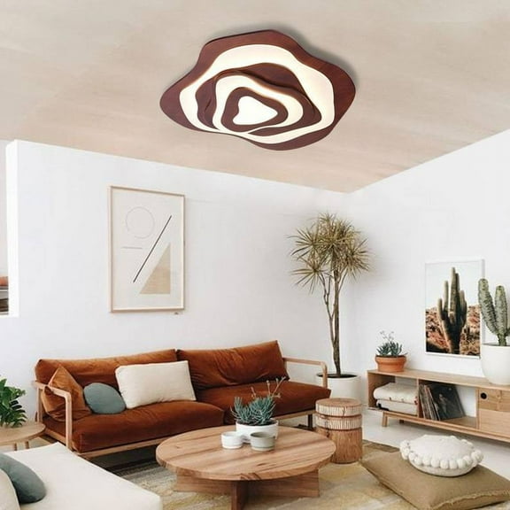 LittleGlovo Wooden Ceiling Light Fixtures for Living Room Bedroom Kids Room Oak Modern Irregular Design Wood Ceiling Lamp